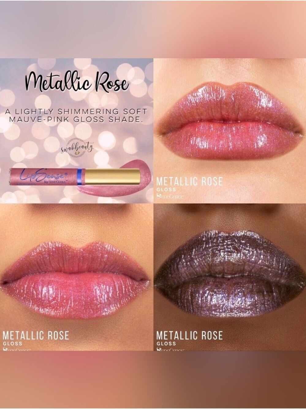 LipSense Moisturizing Gloss, Metallic Rose